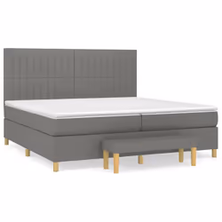vidaXL Giroletto a Molle con Materasso Grigio Scuro 200x200 cm Tessuto - Vista aggiuntiva 2