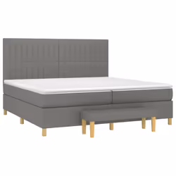 vidaXL Giroletto a Molle con Materasso Grigio Scuro 200x200 cm Tessuto - Vista aggiuntiva 3