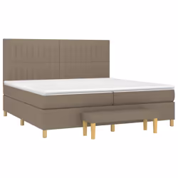 vidaXL Giroletto a Molle con Materasso Tortora 200x200 cm in Tessuto - Vista aggiuntiva 3