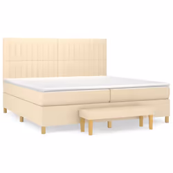 vidaXL Giroletto a Molle con Materasso Crema 200x200 cm in Tessuto - Vista aggiuntiva 2