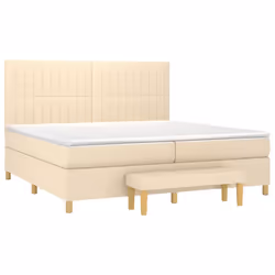 vidaXL Giroletto a Molle con Materasso Crema 200x200 cm in Tessuto - Vista aggiuntiva 3