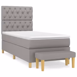 vidaXL Giroletto a Molle con Materasso Grigio Chiaro 80x200 cm Tessuto - Vista aggiuntiva 2