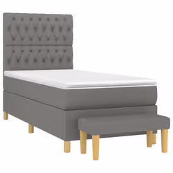 vidaXL Giroletto a Molle con Materasso Grigio Scuro 90x190 cm Tessuto - Vista aggiuntiva 3
