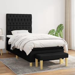 vidaXL Giroletto a Molle con Materasso Nero 90x200 cm in Tessuto