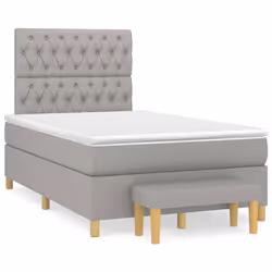 vidaXL Giroletto a Molle con Materasso Grigio Chiaro 120x200cm Tessuto - Vista aggiuntiva 2