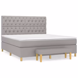 vidaXL Giroletto a Molle con Materasso Grigio Chiaro160x200 cm Tessuto - Vista aggiuntiva 2