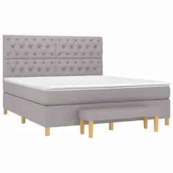 vidaXL Giroletto a Molle con Materasso Grigio Chiaro160x200 cm Tessuto - Vista aggiuntiva 3