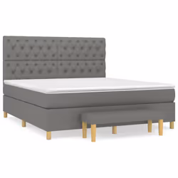 vidaXL Giroletto a Molle con Materasso Grigio Scuro 160x200 cm Tessuto - Vista aggiuntiva 2