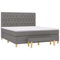 vidaXL Giroletto a Molle con Materasso Grigio Scuro 160x200 cm Tessuto - Vista aggiuntiva 3