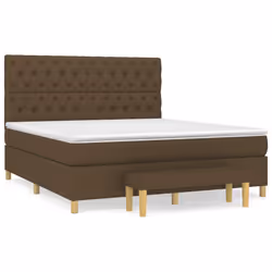 vidaXL Giroletto a Molle con Materasso Marrone Scuro 160x200cm Tessuto - Vista aggiuntiva 2
