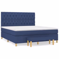 vidaXL Giroletto a Molle con Materasso Blu 160x200 cm in Tessuto - Vista aggiuntiva 2