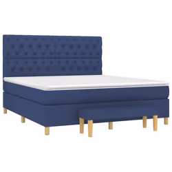 vidaXL Giroletto a Molle con Materasso Blu 160x200 cm in Tessuto - Vista aggiuntiva 3
