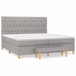 vidaXL Giroletto a Molle con Materasso Grigio Chiaro 200x200cm Tessuto - Vista aggiuntiva 2