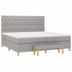 vidaXL Giroletto a Molle con Materasso Grigio Chiaro 200x200cm Tessuto - Vista aggiuntiva 3