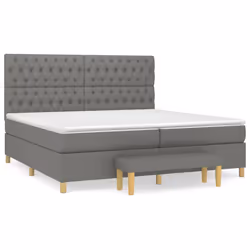 vidaXL Giroletto a Molle con Materasso Grigio Scuro 200x200 cm Tessuto - Vista aggiuntiva 2