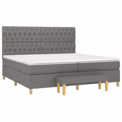 vidaXL Giroletto a Molle con Materasso Grigio Scuro 200x200 cm Tessuto - Vista aggiuntiva 3