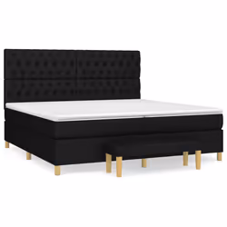 vidaXL Giroletto a Molle con Materasso Nero 200x200 cm in Tessuto - Vista aggiuntiva 2