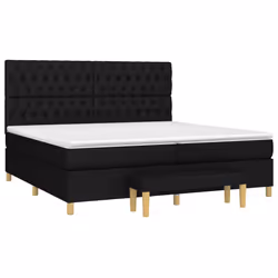 vidaXL Giroletto a Molle con Materasso Nero 200x200 cm in Tessuto - Vista aggiuntiva 3