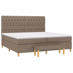 vidaXL Giroletto a Molle con Materasso Tortora 200x200 cm in Tessuto - Vista aggiuntiva 3