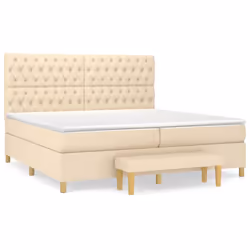 vidaXL Giroletto a Molle con Materasso Crema 200x200 cm in Tessuto - Vista aggiuntiva 2