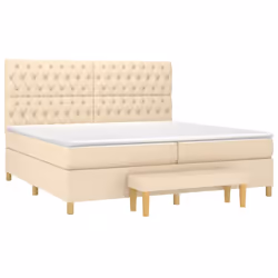 vidaXL Giroletto a Molle con Materasso Crema 200x200 cm in Tessuto - Vista aggiuntiva 3