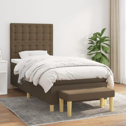 vidaXL Giroletto a Molle con Materasso Marrone Scuro 80x200 cm Tessuto