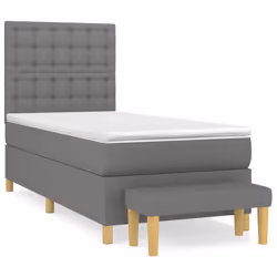 vidaXL Giroletto a Molle con Materasso Grigio Scuro 90x190 cm Tessuto - Vista aggiuntiva 2