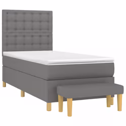 vidaXL Giroletto a Molle con Materasso Grigio Scuro 90x190 cm Tessuto - Vista aggiuntiva 3