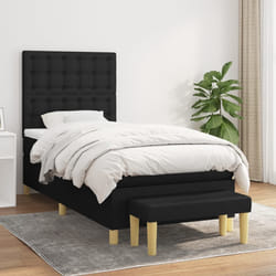 vidaXL Giroletto a Molle con Materasso Nero 90x190 cm in Tessuto