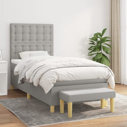 vidaXL Giroletto a Molle con Materasso Grigio Chiaro 90x200 cm Tessuto