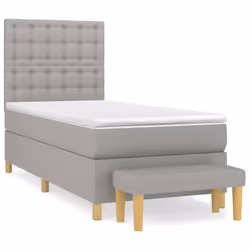 vidaXL Giroletto a Molle con Materasso Grigio Chiaro 90x200 cm Tessuto - Vista aggiuntiva 2