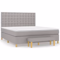 vidaXL Giroletto a Molle con Materasso Grigio Chiaro160x200 cm Tessuto - Vista aggiuntiva 2