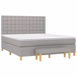 vidaXL Giroletto a Molle con Materasso Grigio Chiaro160x200 cm Tessuto - Vista aggiuntiva 3