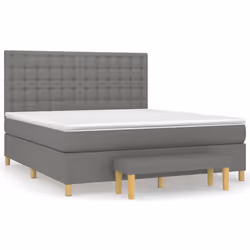 vidaXL Giroletto a Molle con Materasso Grigio Scuro 160x200 cm Tessuto - Vista aggiuntiva 2