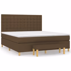 vidaXL Giroletto a Molle con Materasso Marrone Scuro 160x200cm Tessuto - Vista aggiuntiva 2