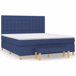 vidaXL Giroletto a Molle con Materasso Blu 160x200 cm in Tessuto - Vista aggiuntiva 2