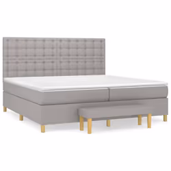 vidaXL Giroletto a Molle con Materasso Grigio Chiaro 200x200cm Tessuto - Vista aggiuntiva 2