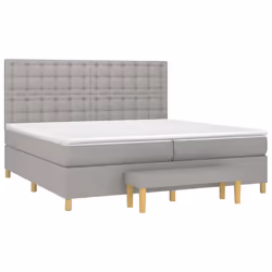 vidaXL Giroletto a Molle con Materasso Grigio Chiaro 200x200cm Tessuto - Vista aggiuntiva 3