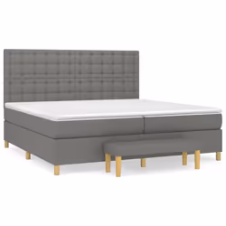 vidaXL Giroletto a Molle con Materasso Grigio Scuro 200x200 cm Tessuto - Vista aggiuntiva 2