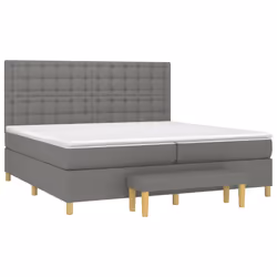 vidaXL Giroletto a Molle con Materasso Grigio Scuro 200x200 cm Tessuto - Vista aggiuntiva 3