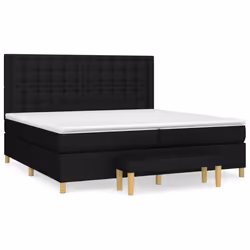 vidaXL Giroletto a Molle con Materasso Nero 200x200 cm in Tessuto - Vista aggiuntiva 2