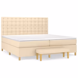 vidaXL Giroletto a Molle con Materasso Crema 200x200 cm in Tessuto - Vista aggiuntiva 2