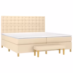 vidaXL Giroletto a Molle con Materasso Crema 200x200 cm in Tessuto - Vista aggiuntiva 3
