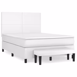 vidaXL Giroletto a Molle con Materasso Bianco 140x200 cm in Similpelle - Vista aggiuntiva 2