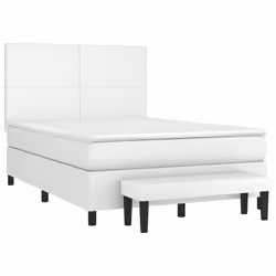 vidaXL Giroletto a Molle con Materasso Bianco 140x200 cm in Similpelle - Vista aggiuntiva 3