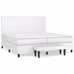 vidaXL Giroletto a Molle con Materasso Bianco 200x200cm in Similpelle - Vista aggiuntiva 2