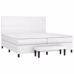 vidaXL Giroletto a Molle con Materasso Bianco 200x200cm in Similpelle - Vista aggiuntiva 3