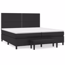 vidaXL Giroletto a Molle con Materasso Nero 200x200 cm in Similpelle - Vista aggiuntiva 2
