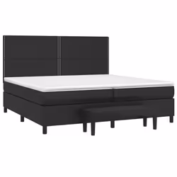 vidaXL Giroletto a Molle con Materasso Nero 200x200 cm in Similpelle - Vista aggiuntiva 3