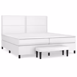 vidaXL Giroletto a Molle con Materasso Bianco 200x200cm in Similpelle - Vista aggiuntiva 2